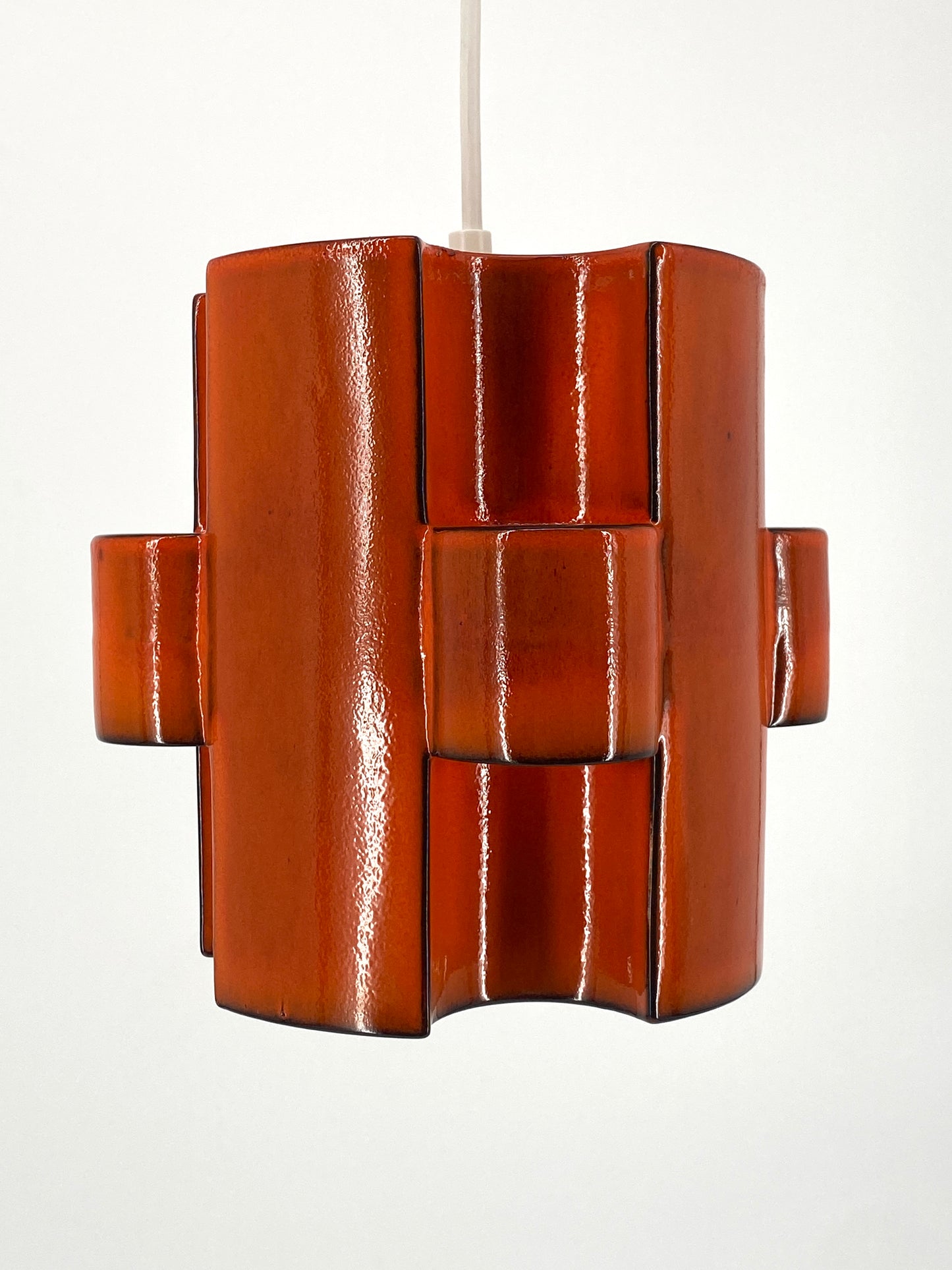 Brutalistische Deckenlampe aus glasierter Keramik von Cari Zalloni für Steuler, Deutschland 1970er