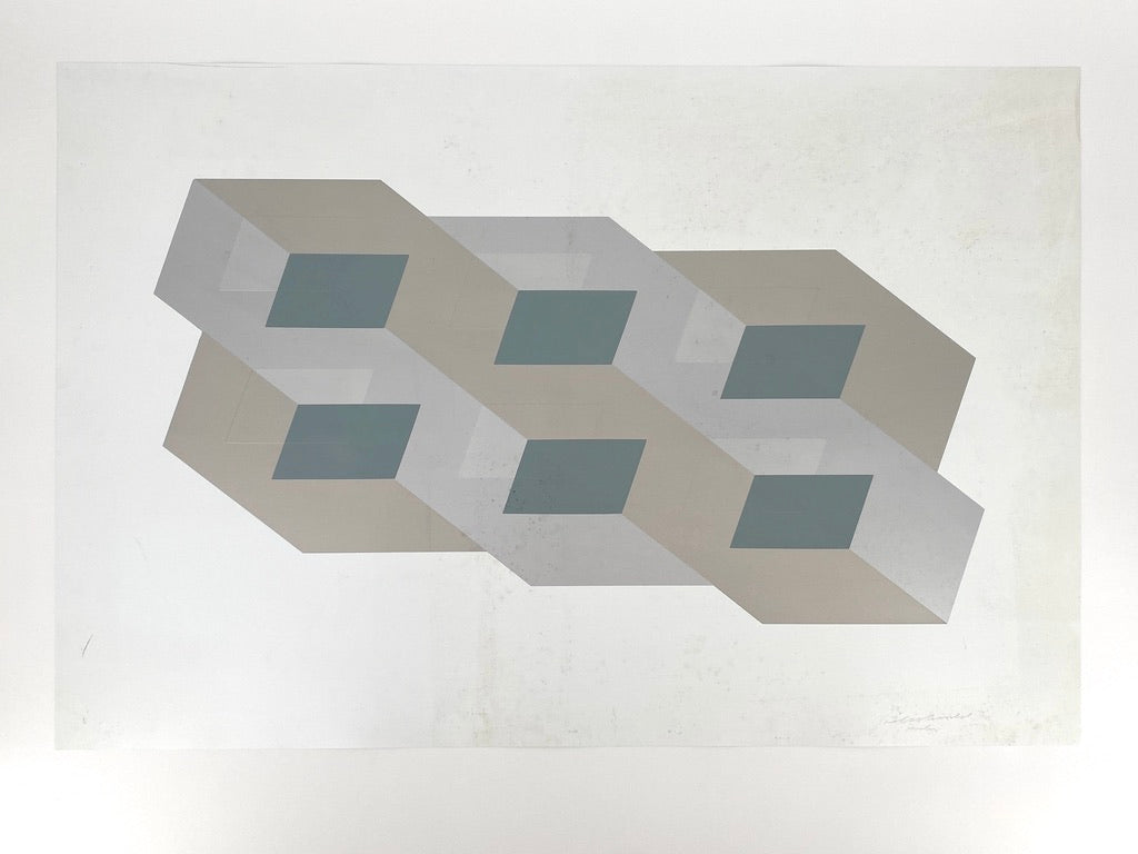 Konkrete Kunst Farbsiebdruck mit Prägedruck von Joachim Albrecht (1913-1997), Deutschland 1970