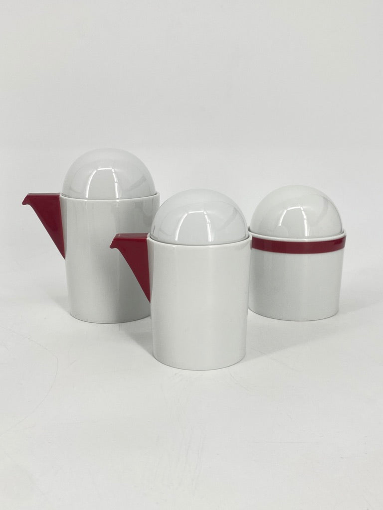Kaffeeservice "Cupola Rosso" von Mario Bellini für Rosenthal