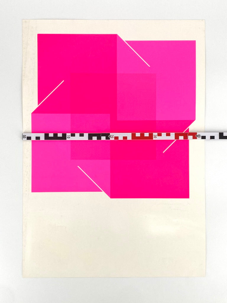 Konkrete Kunst Farbsiebdruck in neon Pink von Joachim Albrecht (1913‒1997), Deutschland 1970