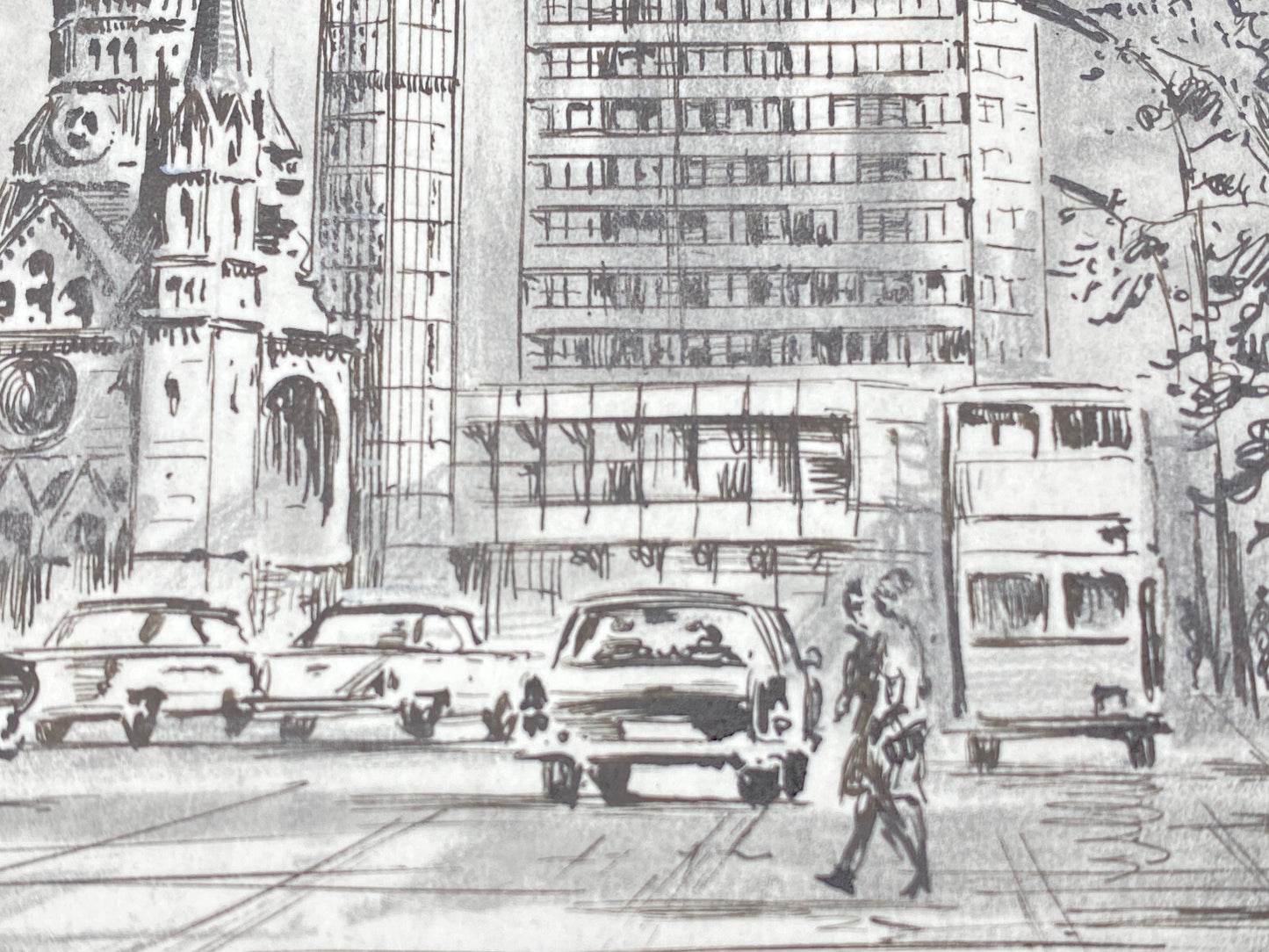HEINZ WEHLISCH BERLIN KURFÜRSTENDAMM GEDÄCHTNISKIRCHE ORIGINAL ZEICHNUNG