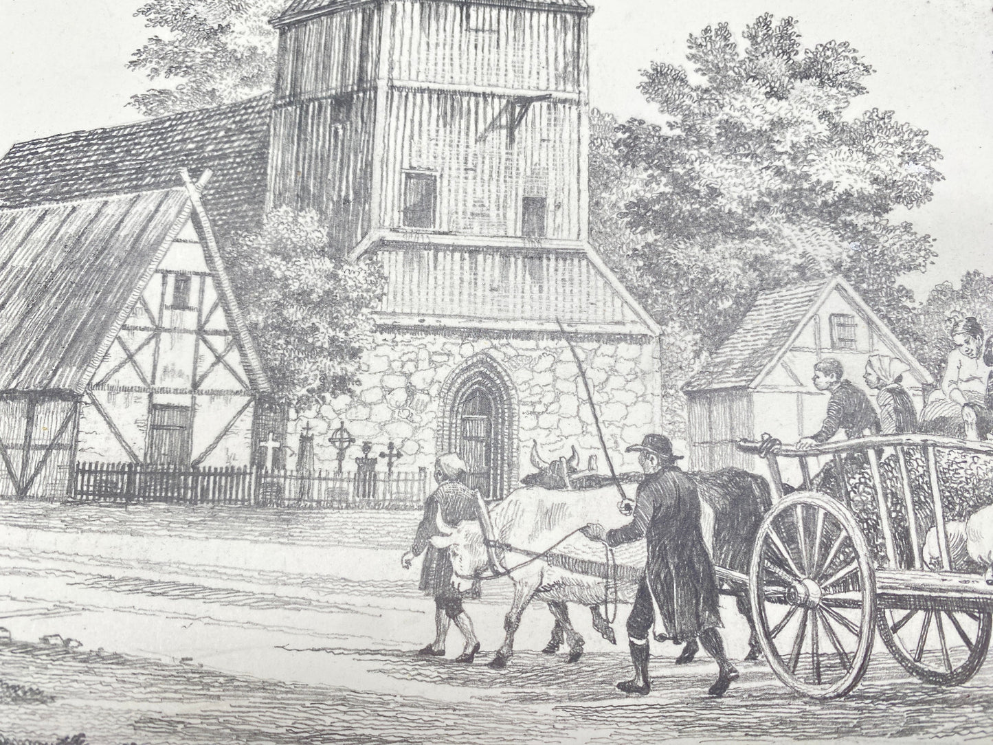 HEINZ WEHLISCH ZEICHNUNG BERLIN WITTENAU DORFKIRCHE UM 1840 HANDSIGNIERT