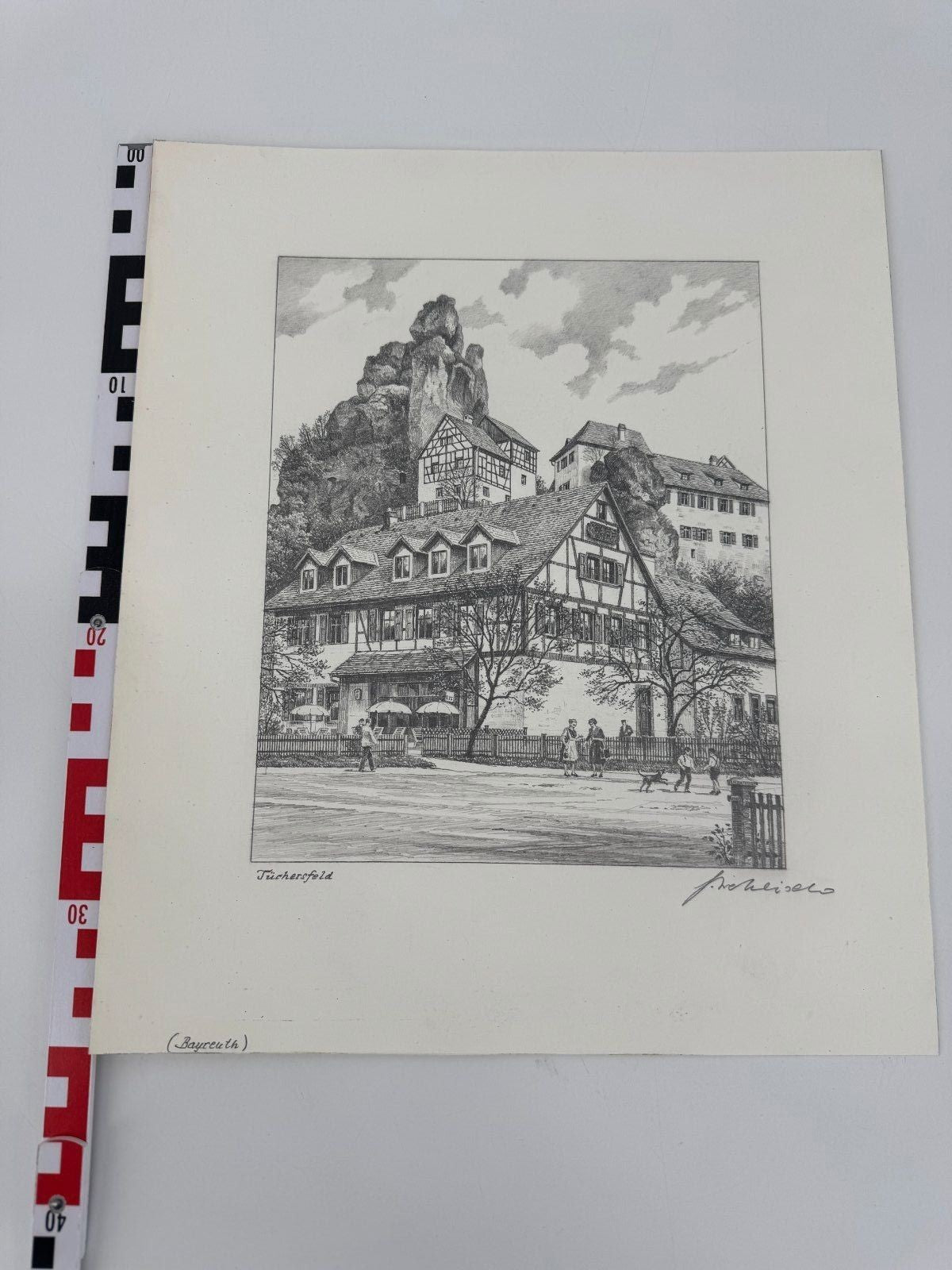 * HEINZ WEHLISCH ZEICHNUNG TÜRCHERSFELD BAYREUTH ANSICHT SIGNIERT
