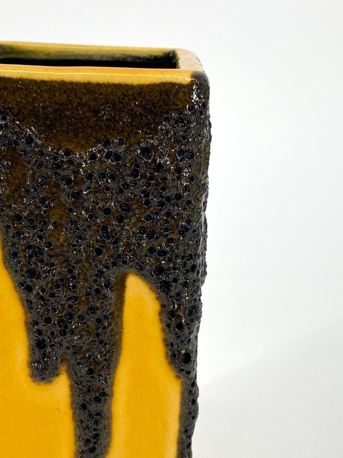* VASE FOHR KERAMIK LAVA GLASUR GELB 70ER WEST DEUTSCHLAND BLUMENVASE SAMMLER