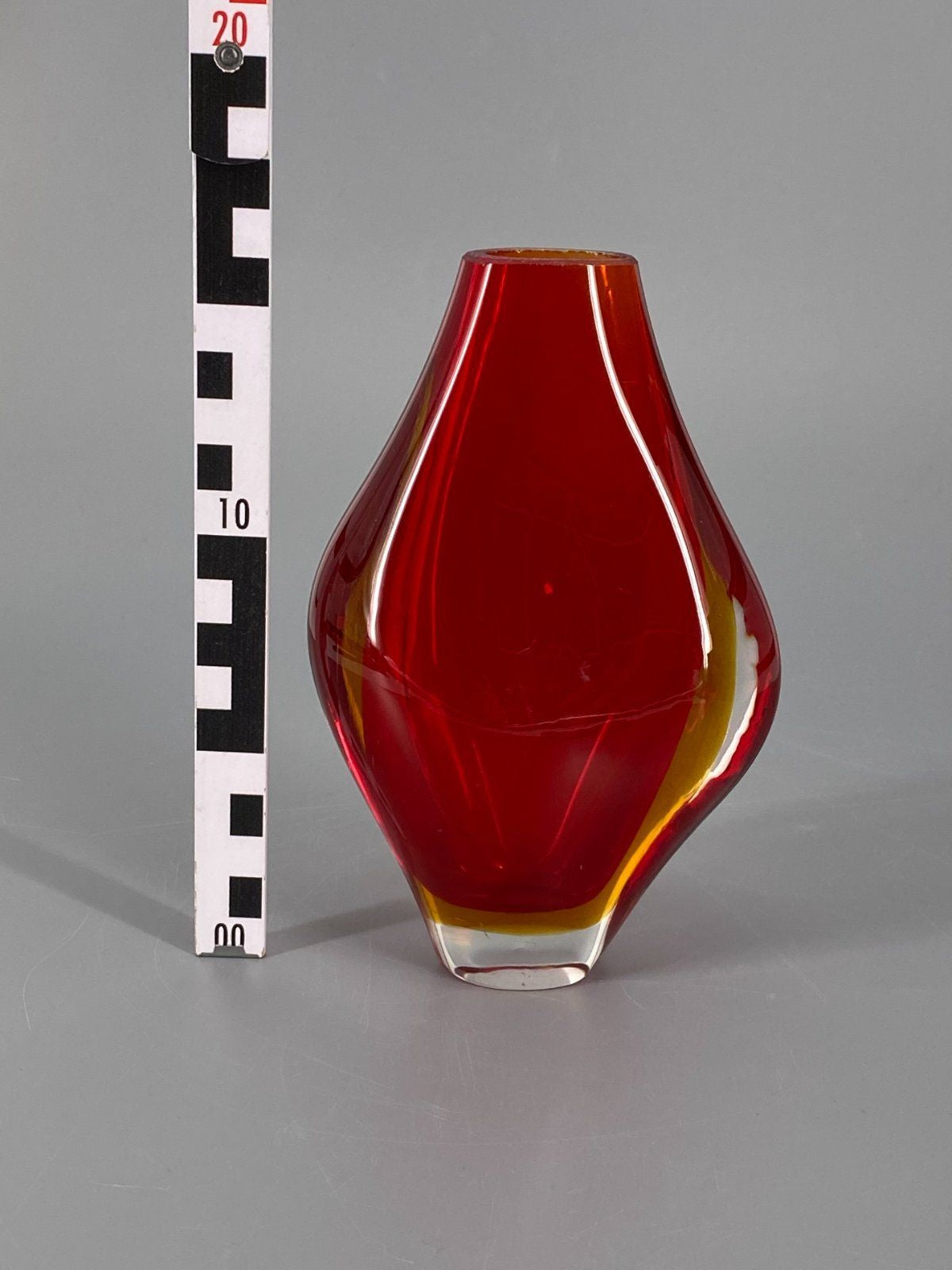 * SOMMERSO GLAS VASE ROT ORANGE MURANO GLAS ITALIEN MID CENTURY