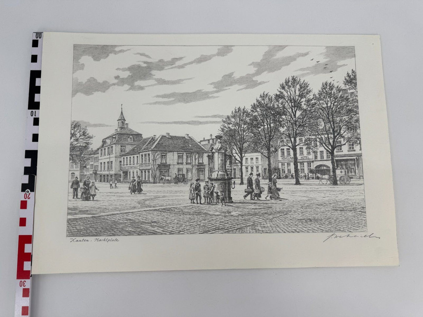 * HEINZ WEHLISCH ZEICHNUNG KANTEN MARKTPLATZ UM 1905 ANSICHT SIGN
