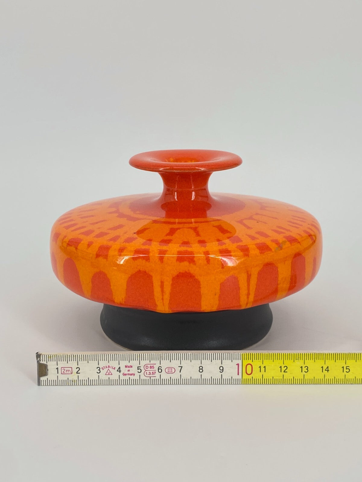 * HUTSCHENREUTHER STUDIOKERAMIK VASE 70ER VINTAGE POP ART ORANGE 10x15,5CM