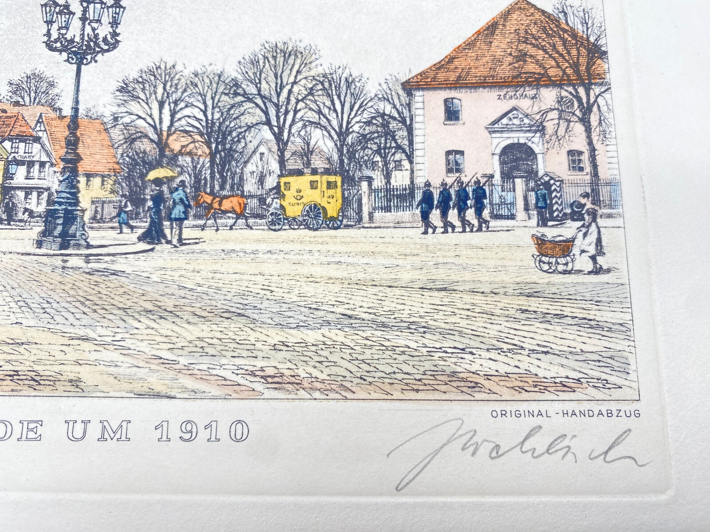 DEUTSCHER KÜNSTLER HEINZ WEHLISCH HANNOVER UM 1840 FARBRADIERUNG HANDSIGNIERT