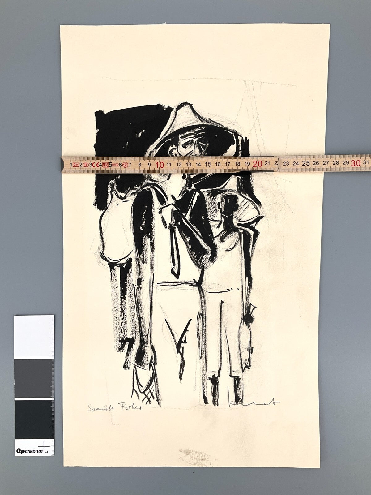 *ZEICHNUNG WALTER KALOT TUSCHE SPANISCHER FISCHER CROQUIS SIGNIERT UNIKAT SPANIE