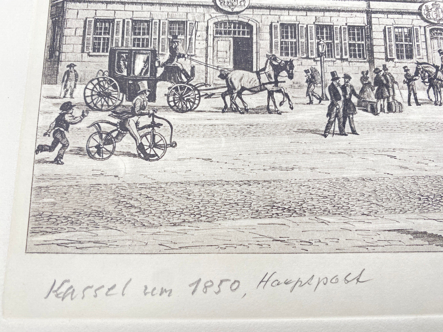 HEINZ WEHLISCH RADIERUNG KASSEL HAUPTPOST 1850 ORIGINAL HANDSIGNIERT