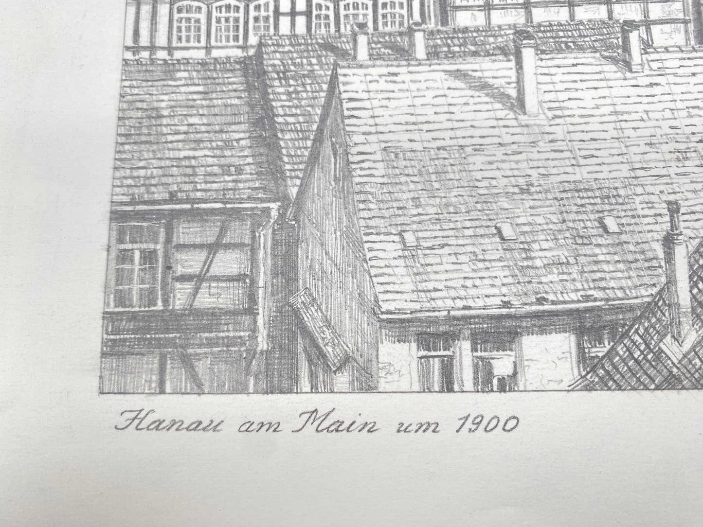 HEINZ WEHLISCH ZEICHNUNG HANAU AM MAIN UM 1900 ORIGINAL HANDSIGNIERT