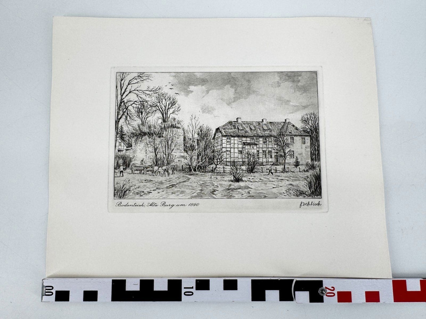* HEINZ WEHLISCH ORIGINAL RADIERUNG BODENTEICH ALTE BURG UM 1890