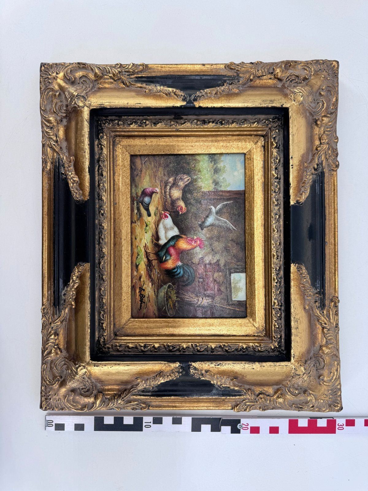 ÖLGEMÄLDE WANDBILD BILD HOLZ EDUARD BOEHM HÜHNERSTALL 19. JH