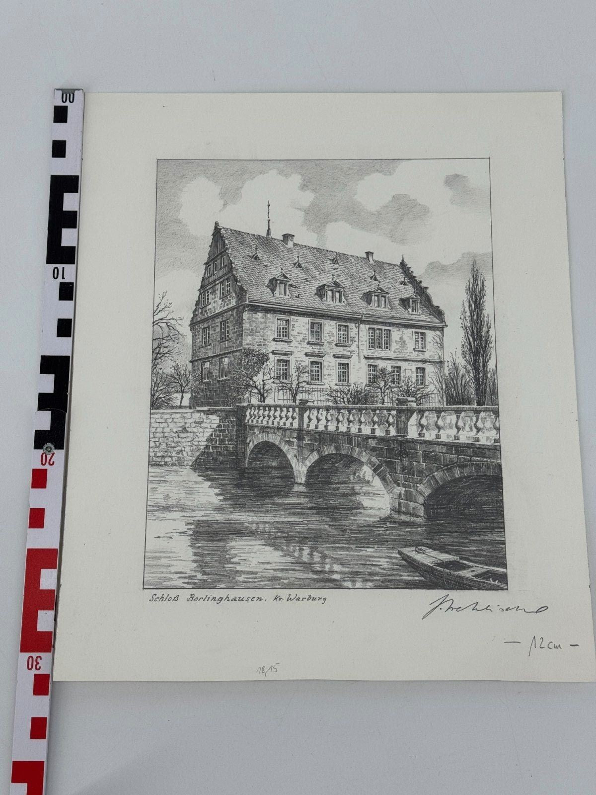 * HEINZ WEHLISCH ZEICHNUNG SCHLOß BORLINGHAUSEN KREIS WARBURG