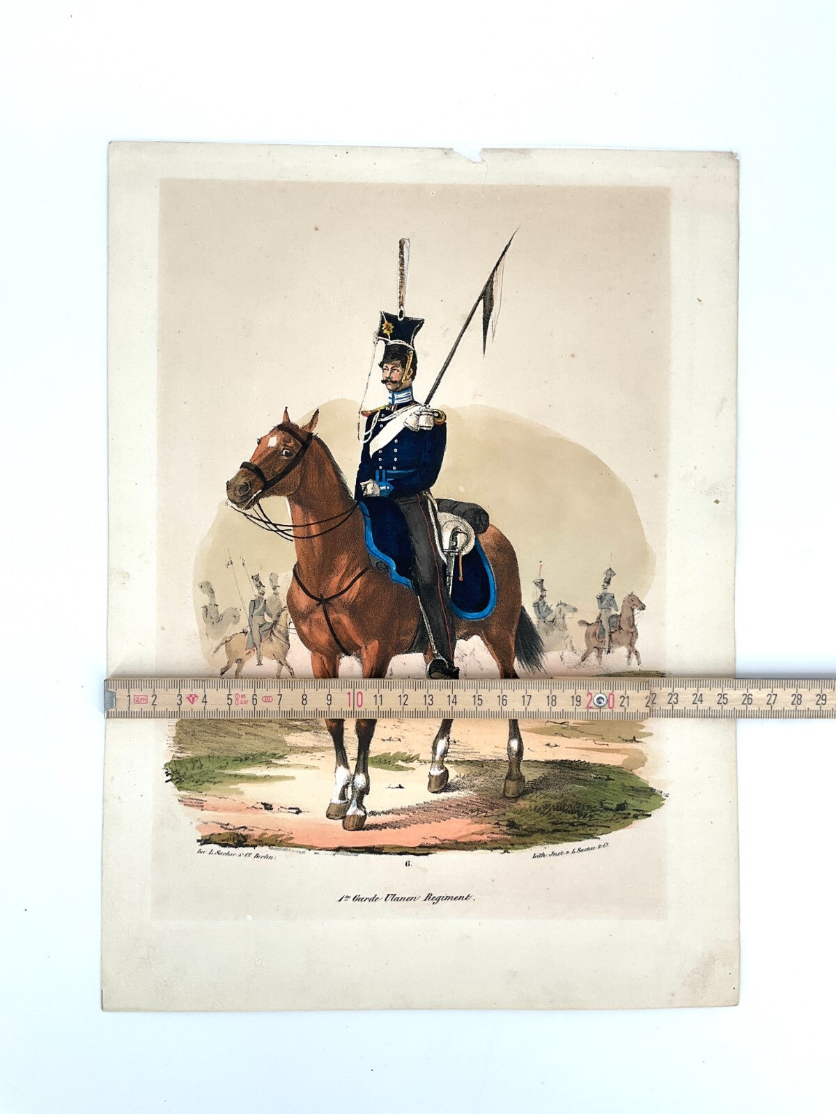 *LITHOGRAFIE L. SACHSE PREUßISCHE ARMEE ULANEN REGIMENT DRAGONER 1830 BERLIN