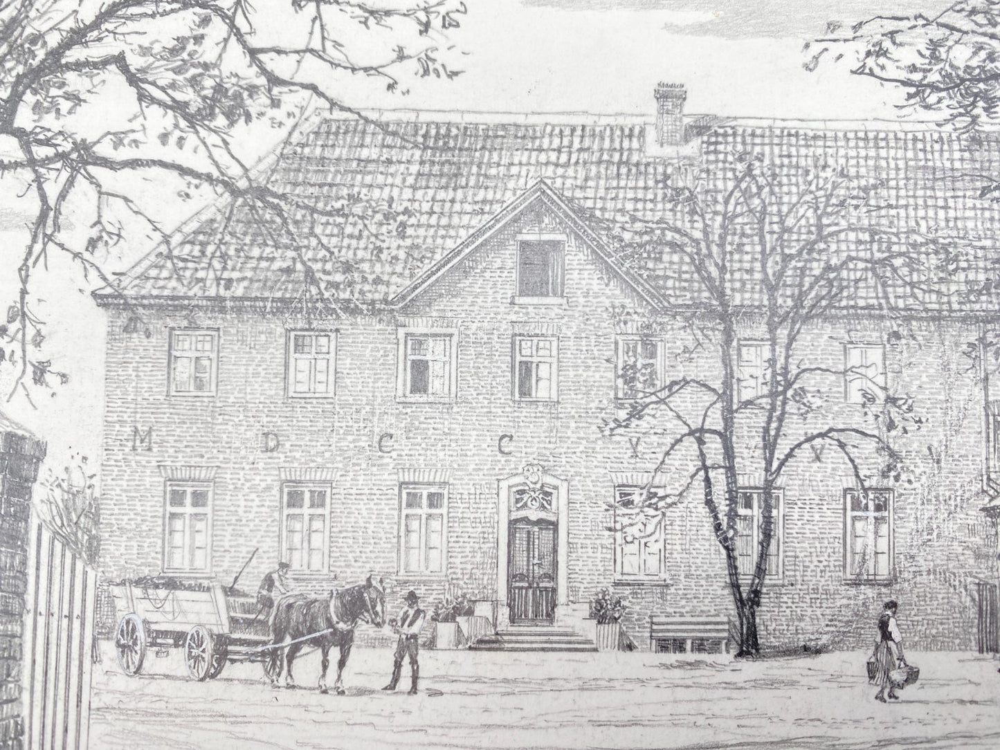 DEUTSCHER KÜNSTLER HEINZ WEHLISCH ZEICHNUNG HAUS LEUCHTERHOF MARL 1890 SIGNIERT