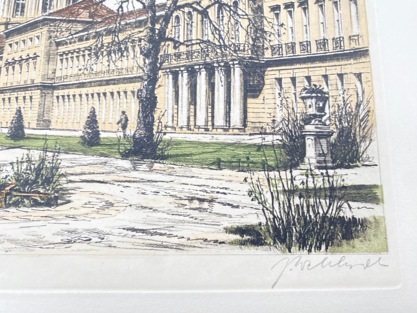 KÜNSTLER HEINZ WEHLISCH RADIERUNG KOLORIERT SCHLOSS CHARLOTTENBURG SIGNIERT