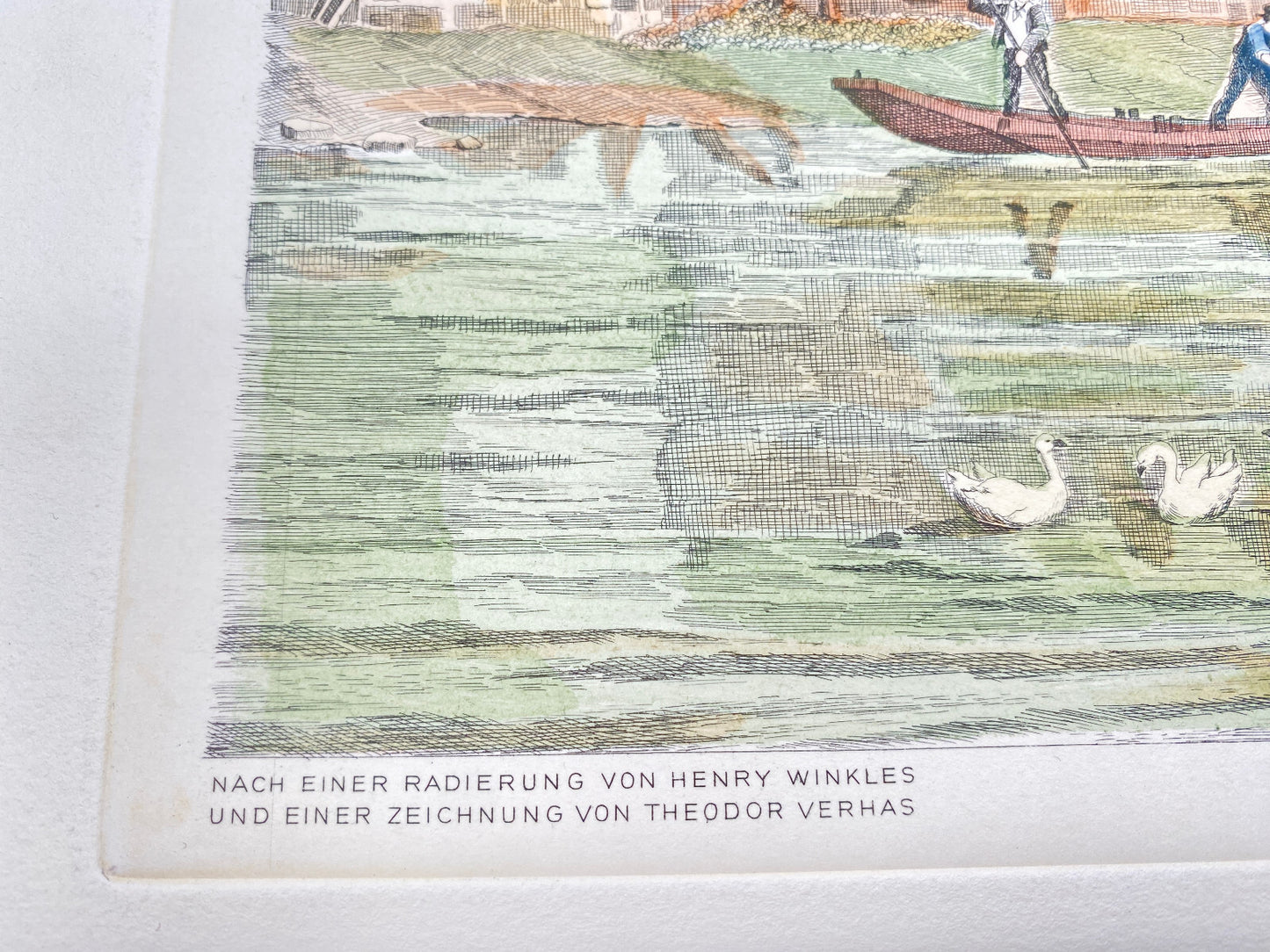 DEUTSCHER KÜNSTLER HEINZ WEHLISCH RADIERUNG KOLORIERT BURG AN DER WUPPER 1840