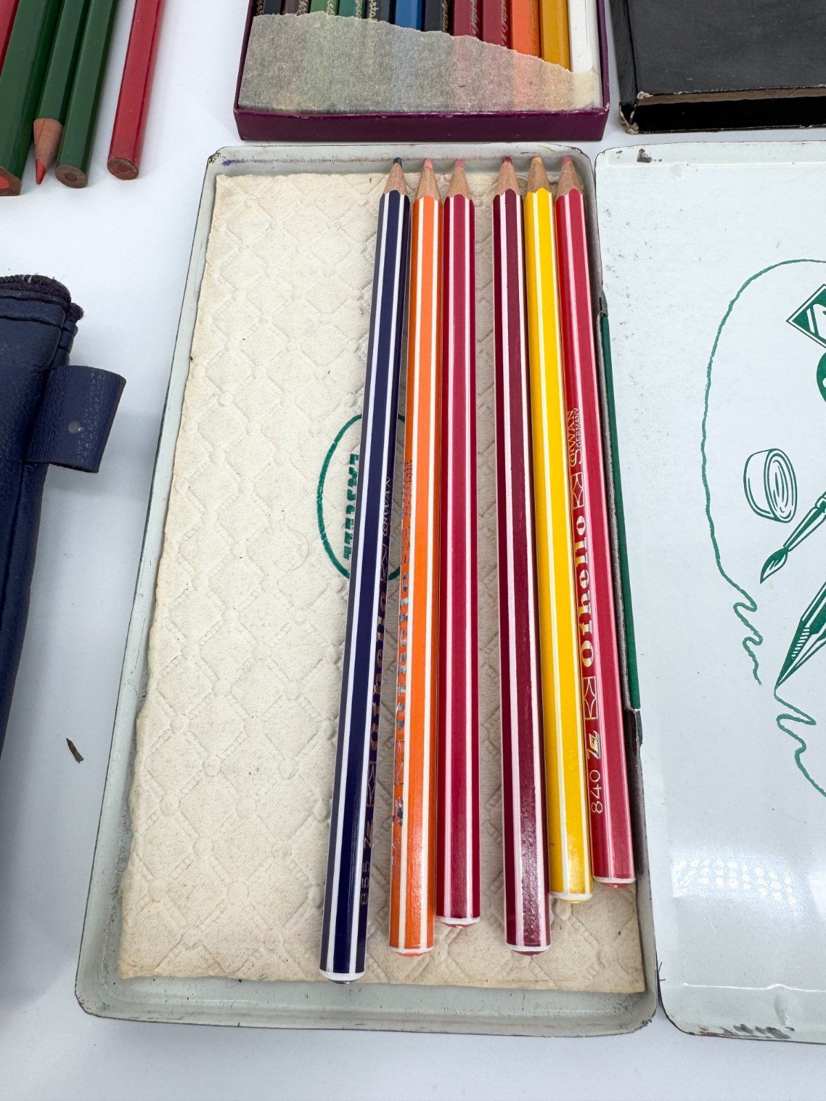KONVOLUT BUNTSTIFTE MAPPE FABER CASTELL OTHELLO CRYSTAL STABILO