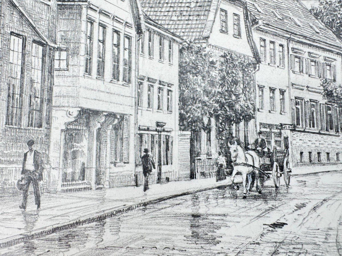 * HEINZ WEHLISCH ZEICHNUNG LIPPSTADT JUDENSTRAßE ANSICHT SIGNIERT