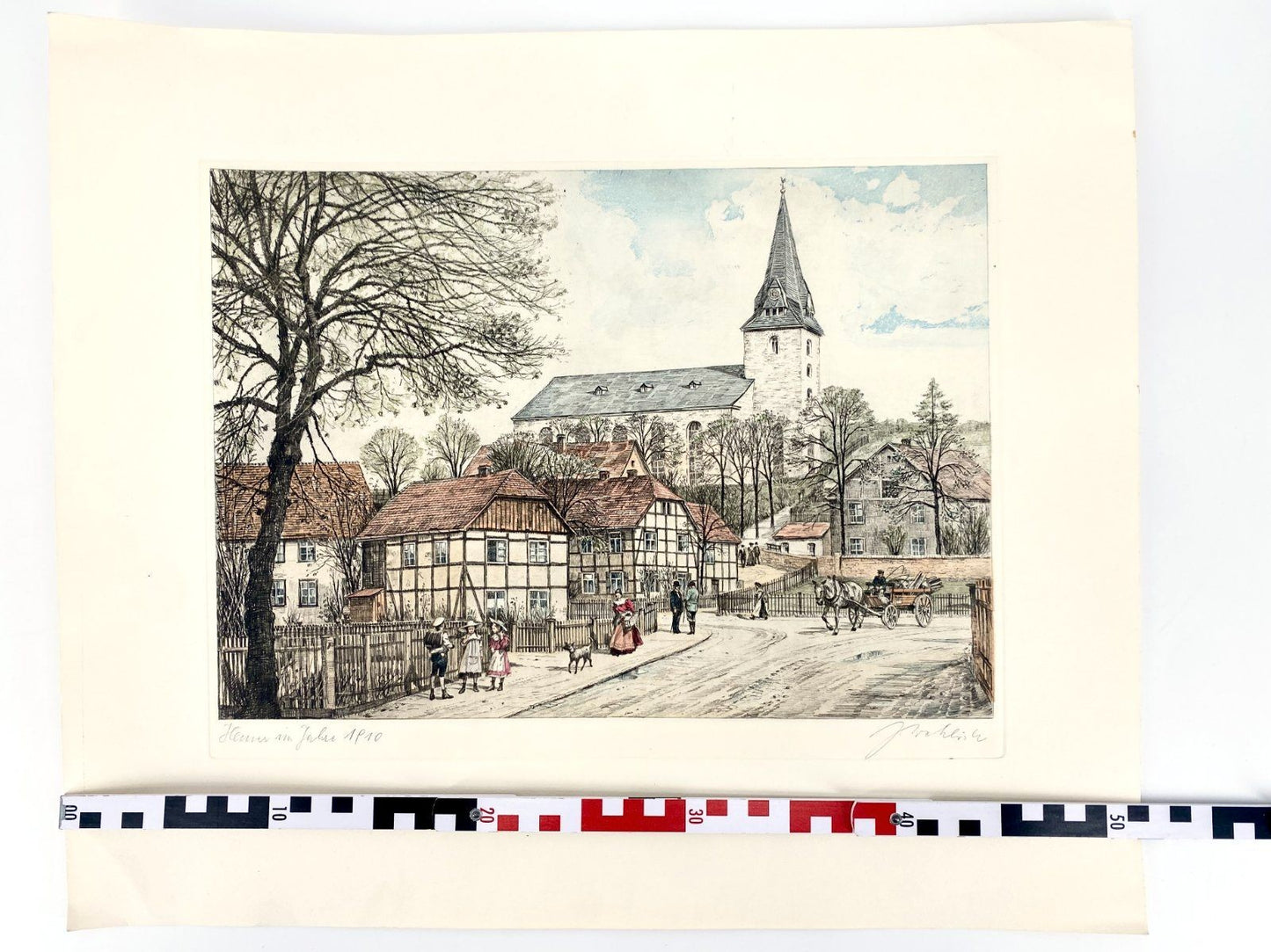 * DRUCKGRAFIK HEINZ WEHLISCH ANSICHT HEMER SAUERLAND EBBERGKIRCHE