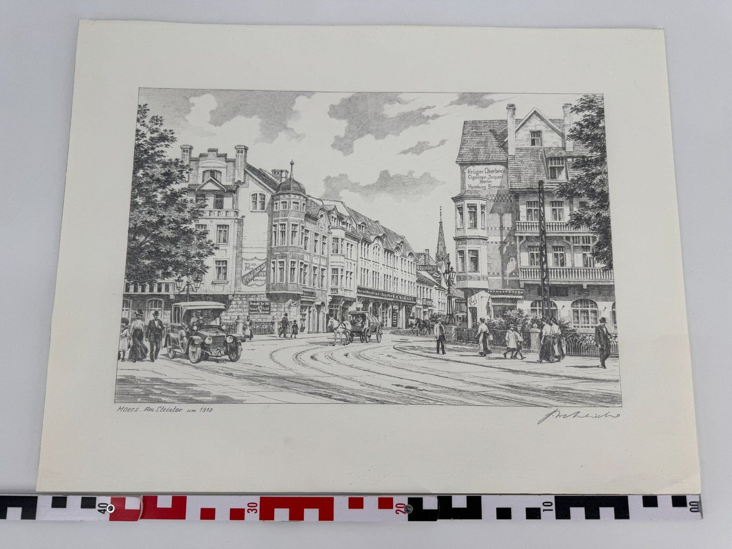* HEINZ WEHLISCH ZEICHNUNG MOERS AM STEINTOR UM 1910 ANSICHT SIGN