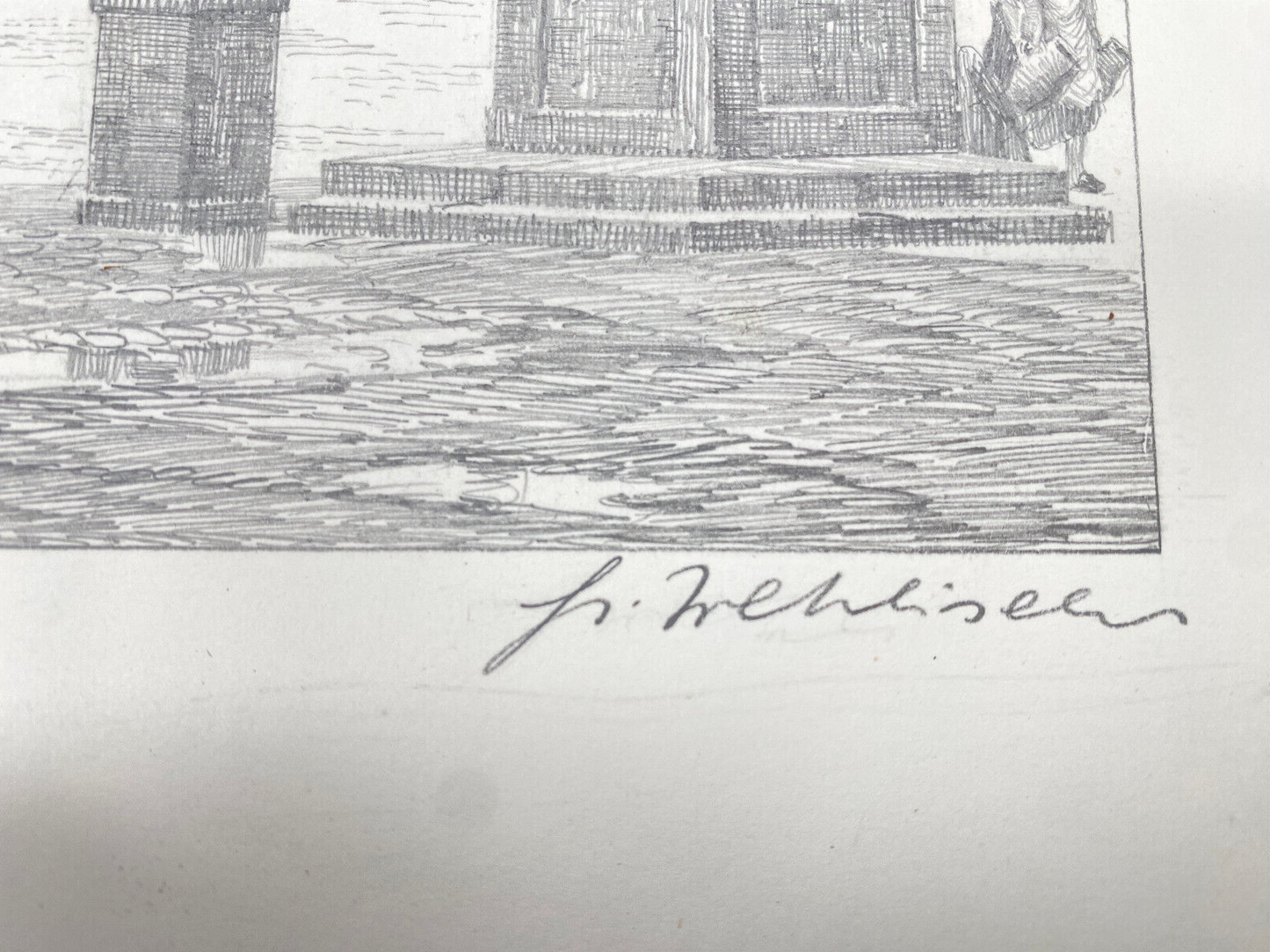 HEINZ WEHLISCH ZEICHNUNG DÜREN MARKTPLATZ UM 1810 ORIGINAL HANDSIGNIERT