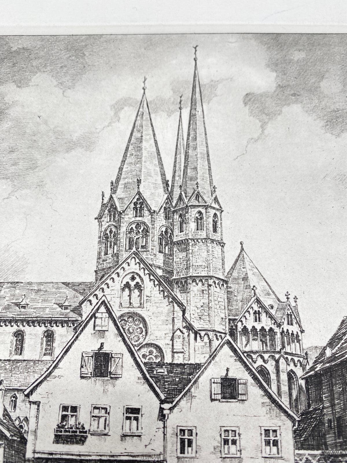 DEUTSCHER KÜNSTLER HEINZ WEHLISCH RADIERUNG GELHAUSEN UM 1890 ORIGINAL HANDABZUG