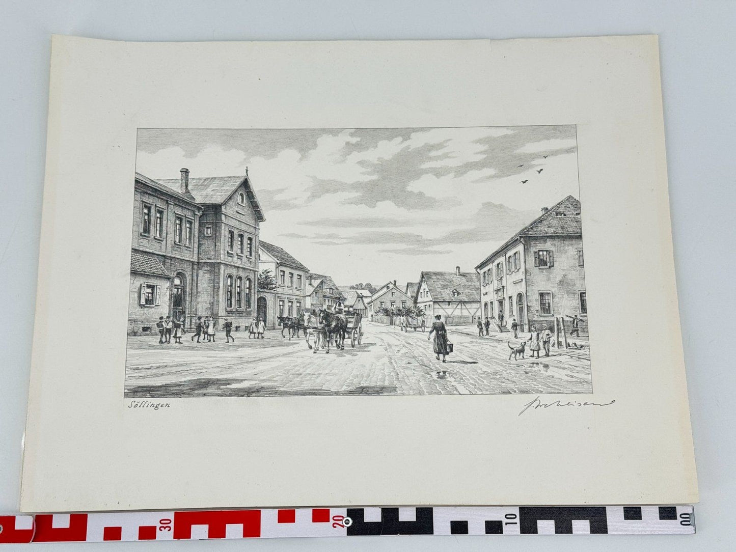 * HEINZ WEHLISCH ZEICHNUNG SÖLLINGEN SIGNIERT BLEISTIFT