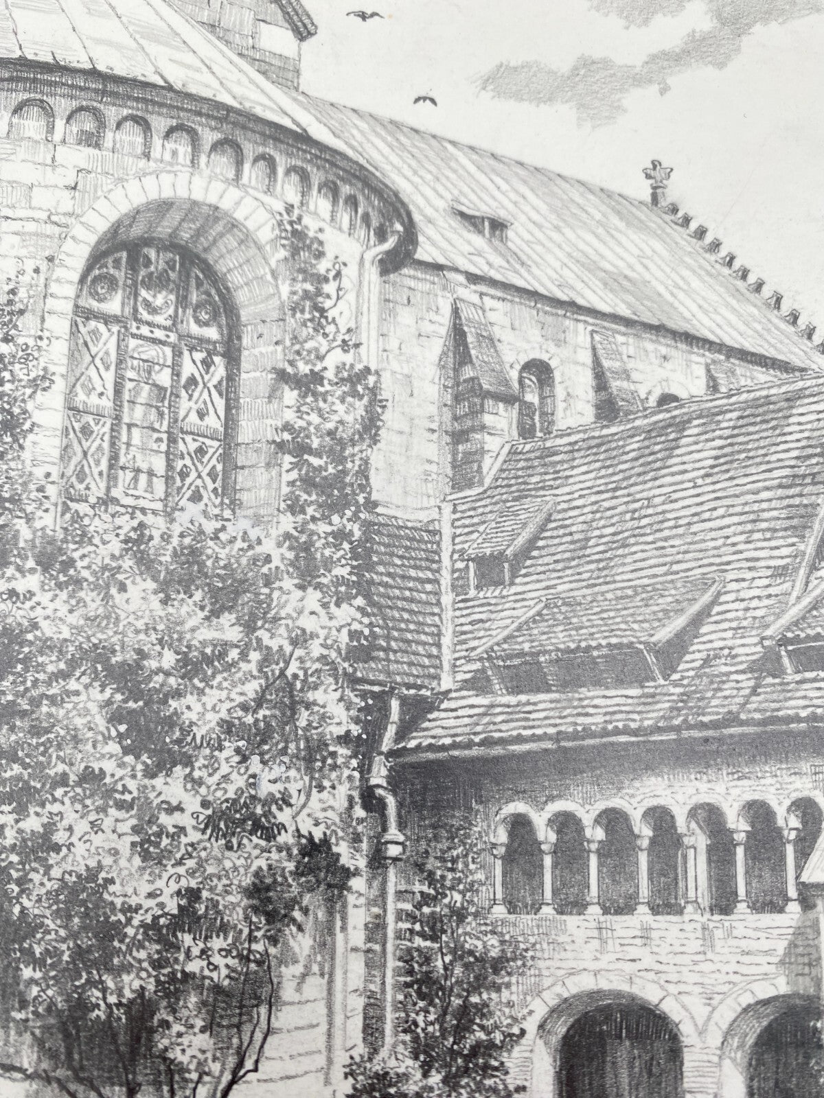 HEINZ WEHLISCH ZEICHNUNG HILDESHEIM TAUSENDJÄHRIGE ROSENSTOCK HANDSIGNIERT