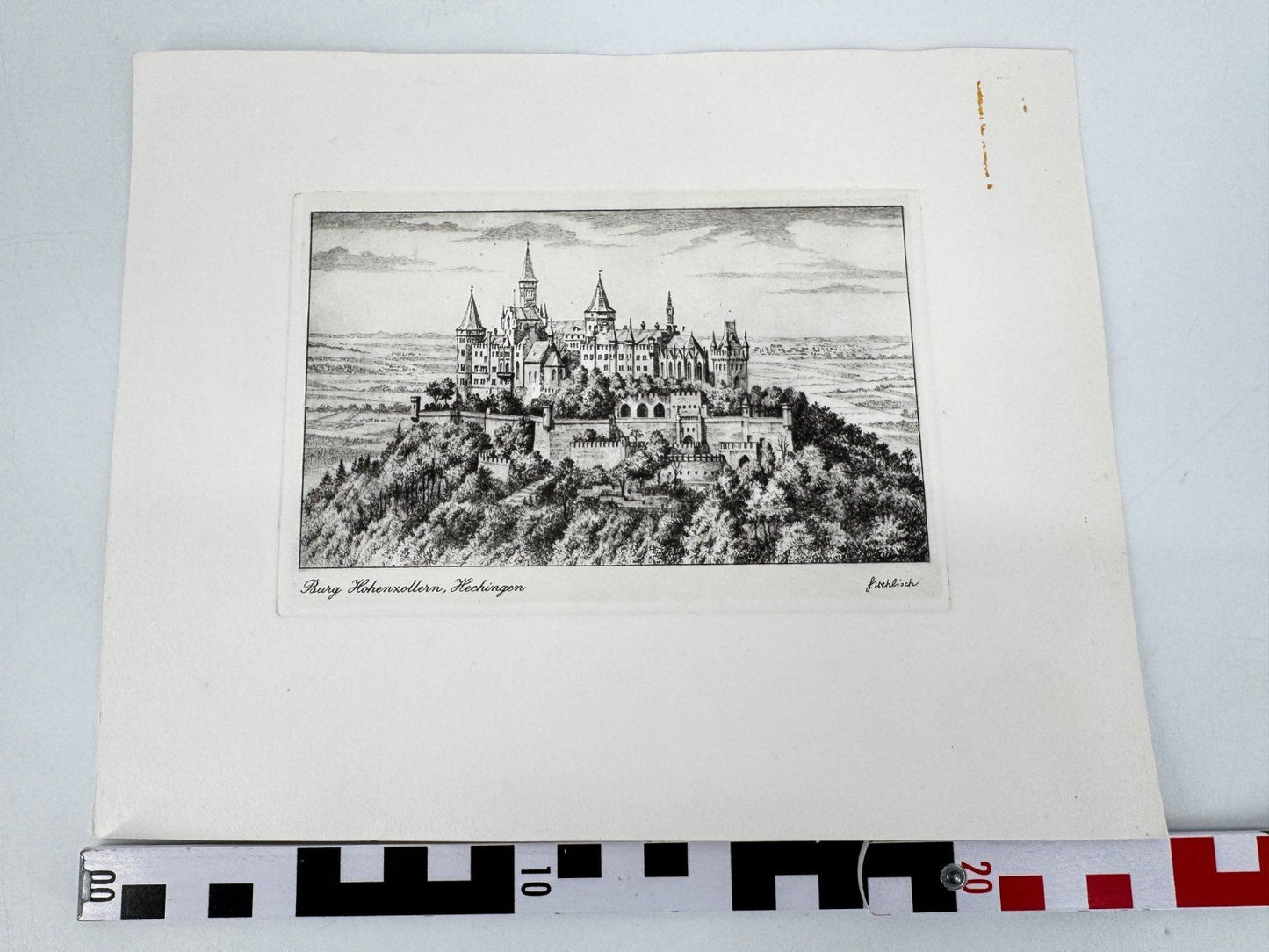 * HEINZ WEHLISCH RADIERUNG BURG HOHENZOLLERN HECHINGEN ANSICHT
