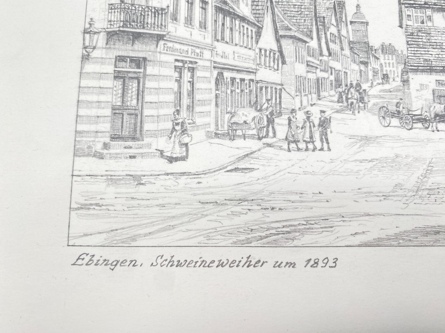 DEUTSCHER KÜNSTLER HEINZ WEHLISCH ZEICHNUNG EBINGEN SCHWEINEWEIHER HANDSIGNIERT