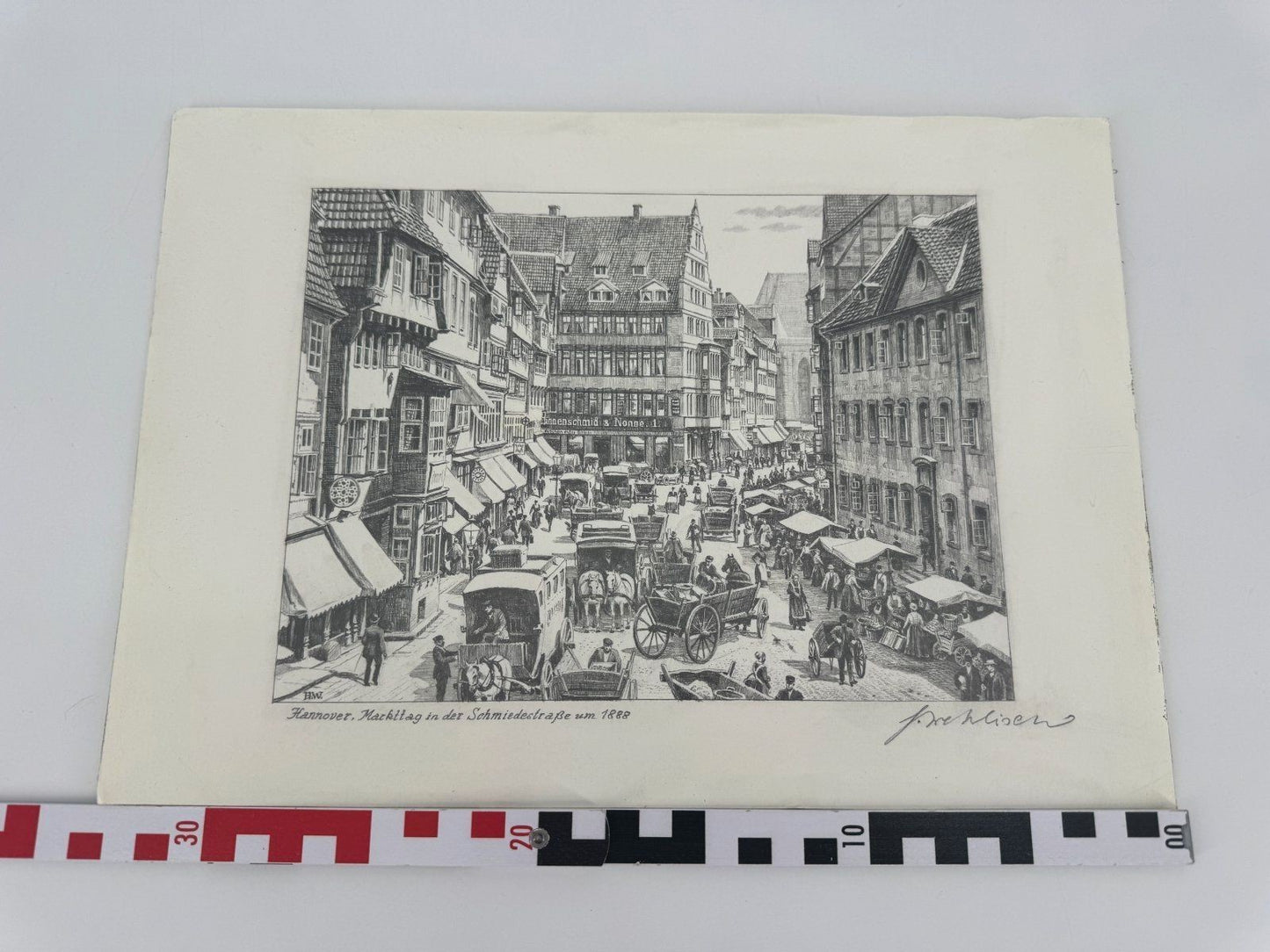 * HEINZ WEHLISCH ZEICHNUNG HANNOVER SCHMIEDESTRAßE 1888 ANSICHT