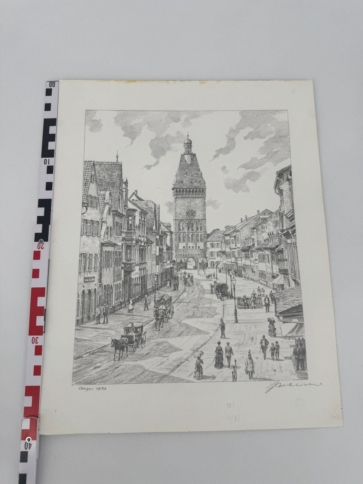 * HEINZ WEHLISCH ZEICHNUNG SPEYER UM 1879 ANSICHT SIGNIERT