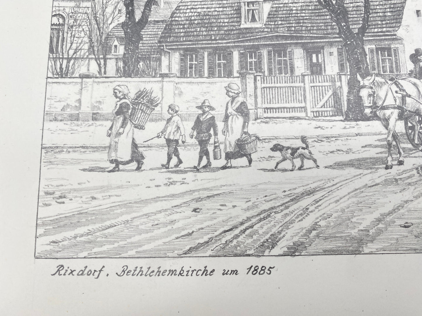 DEUTSCHER KÜNSTLER HEINZ WEHLISCH ZEICHNUNG BERLIN RIXDORF BETHLEHEMKIRCHE 1885
