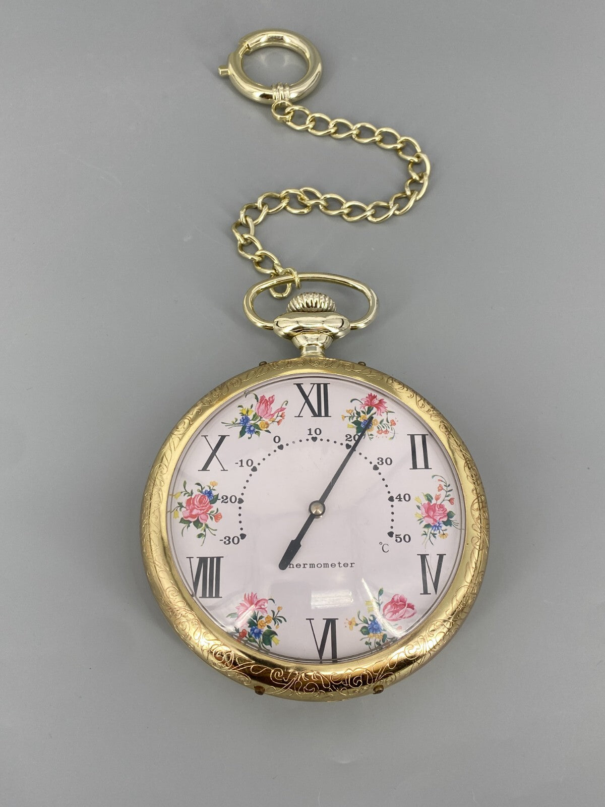 * THERMOMETER TASCHENUHR DEKO RETRO JUGENDSTIL KUNSTSTOFF