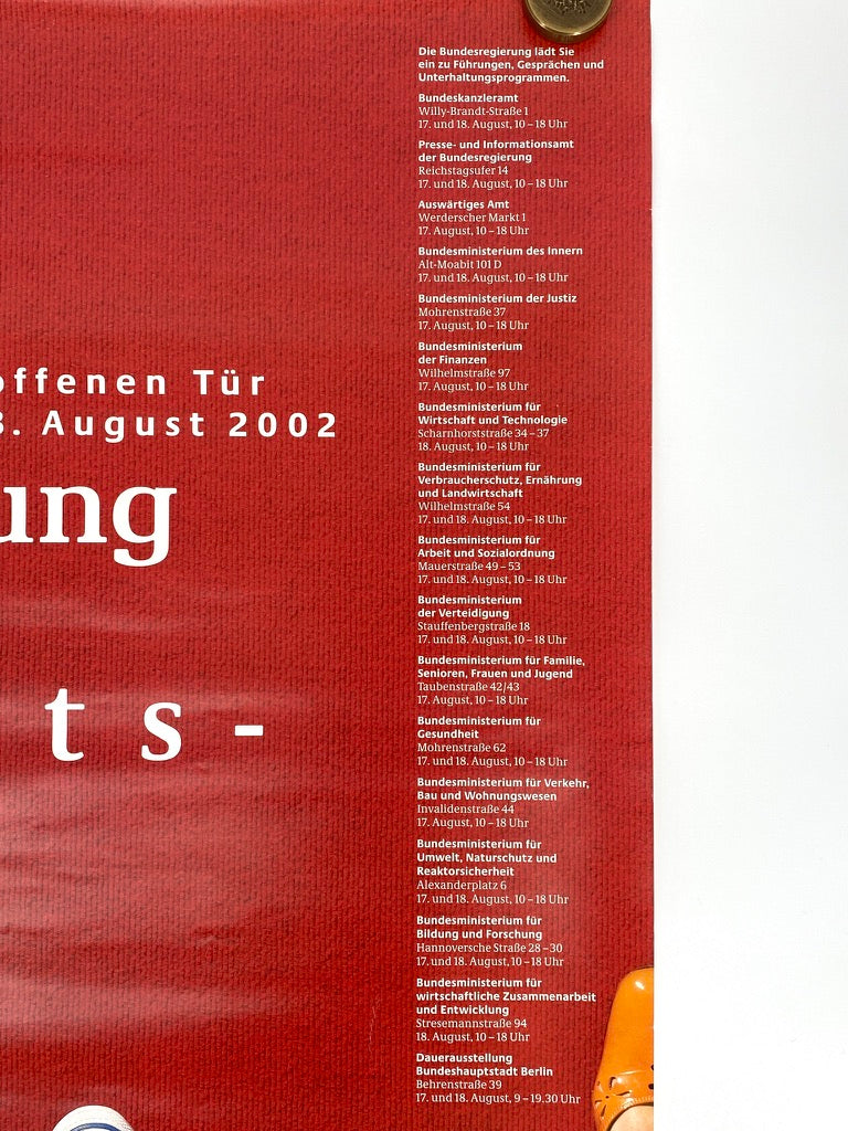 Plakat der Bundesregierung zum "Tag der offenen Tür"Berlin, Deutschland 2002