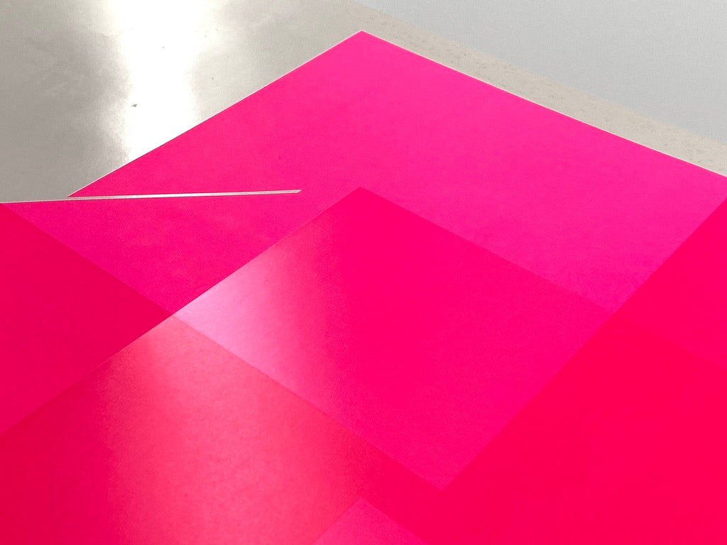Konkrete Kunst Farbsiebdruck in neon Pink von Joachim Albrecht (1913‒1997), Deutschland 1970