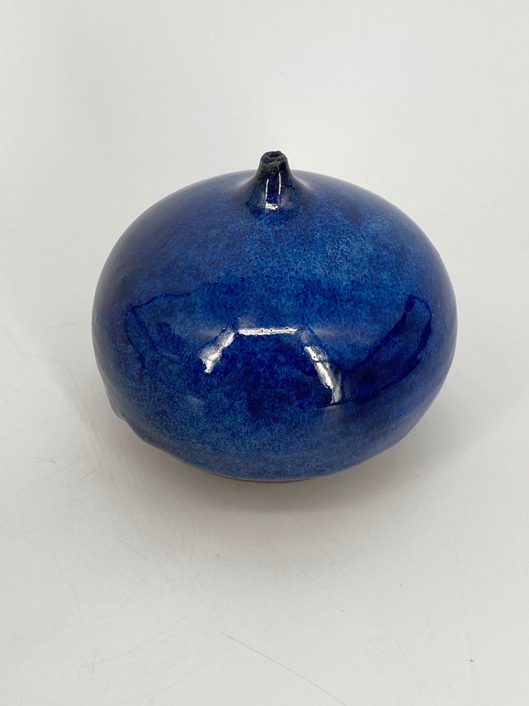 Signierte Keramikvase in Kobaltblau, 60er