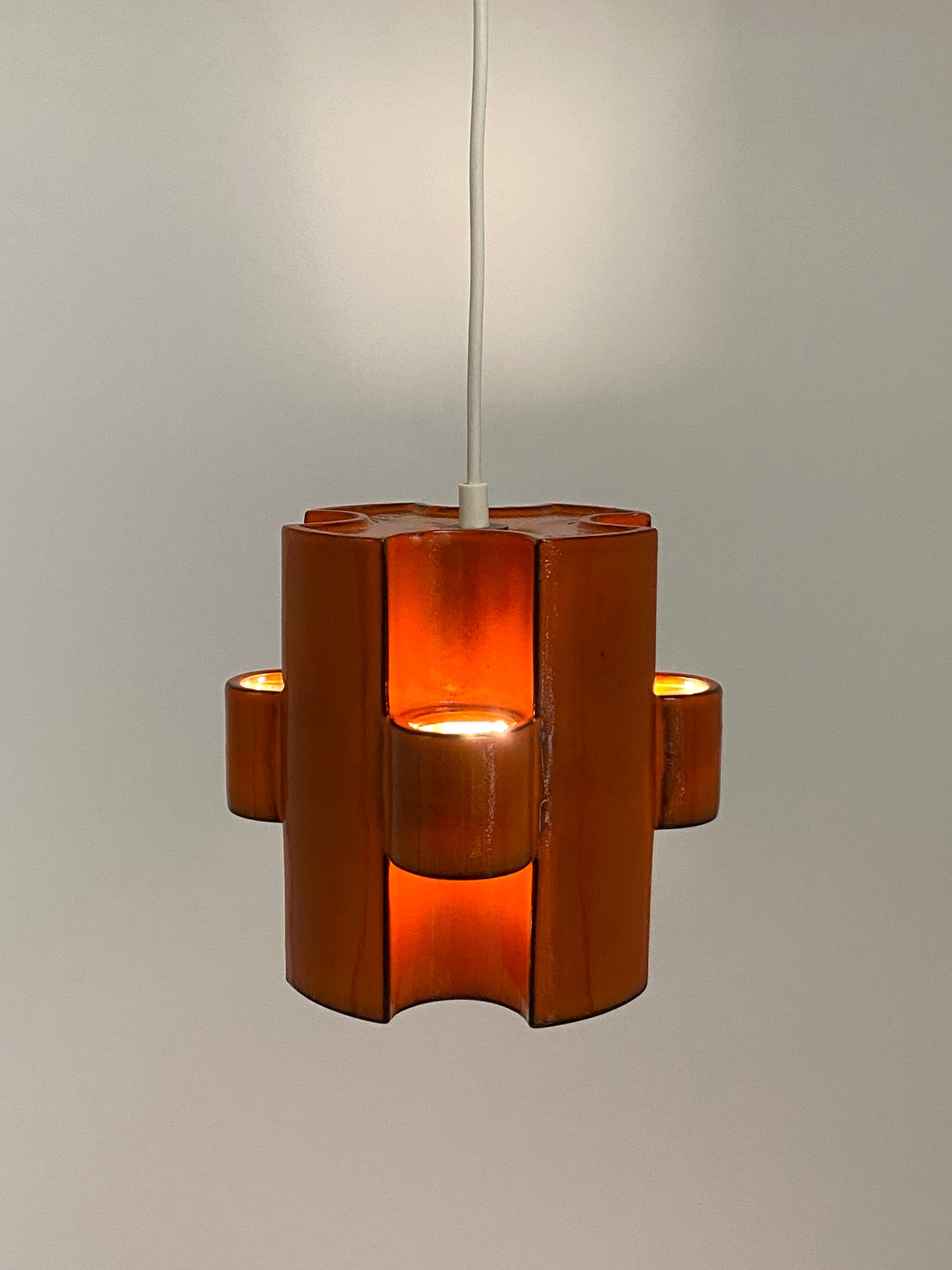Brutalistische Deckenlampe aus glasierter Keramik von Cari Zalloni für Steuler, Deutschland 1970er