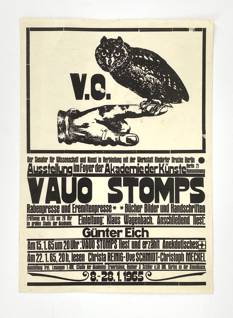 Plakat der Ausstellung über das Werk von V. O. Stomps in der Akademie der Künste, Deutschland 1965