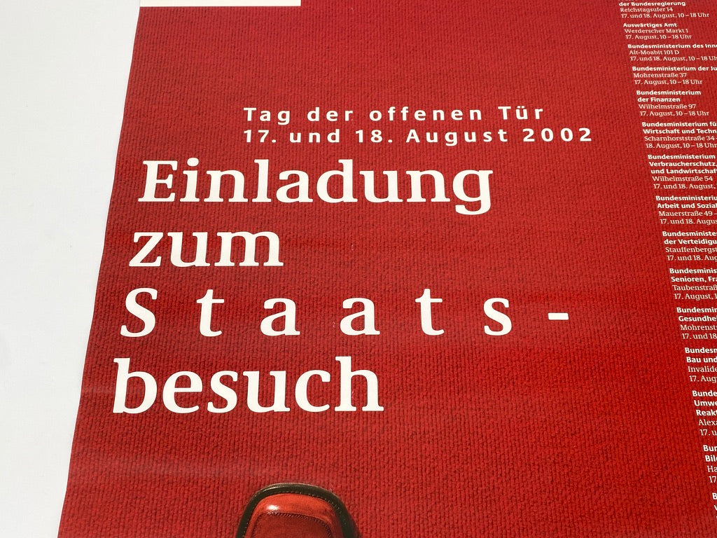 Plakat der Bundesregierung zum "Tag der offenen Tür"Berlin, Deutschland 2002