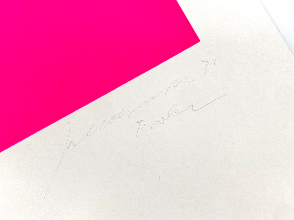 Konkrete Kunst Farbsiebdruck in neon Pink von Joachim Albrecht (1913‒1997), Deutschland 1970