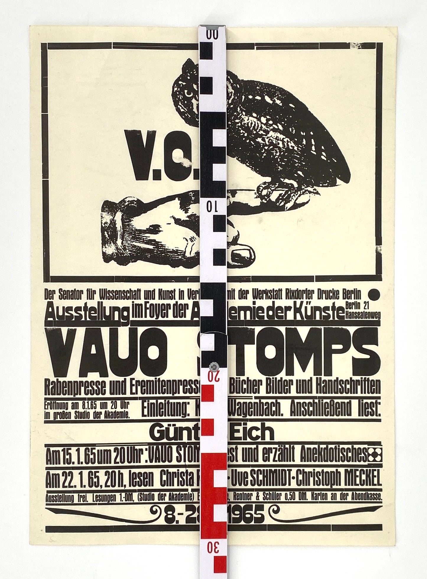 Plakat der Ausstellung über das Werk von V. O. Stomps in der Akademie der Künste, Deutschland 1965