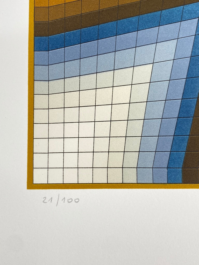 Grafik "Esthajnal" (Stern des Ostens) von Victor Vasarely mit Kaufbeleg, 1986