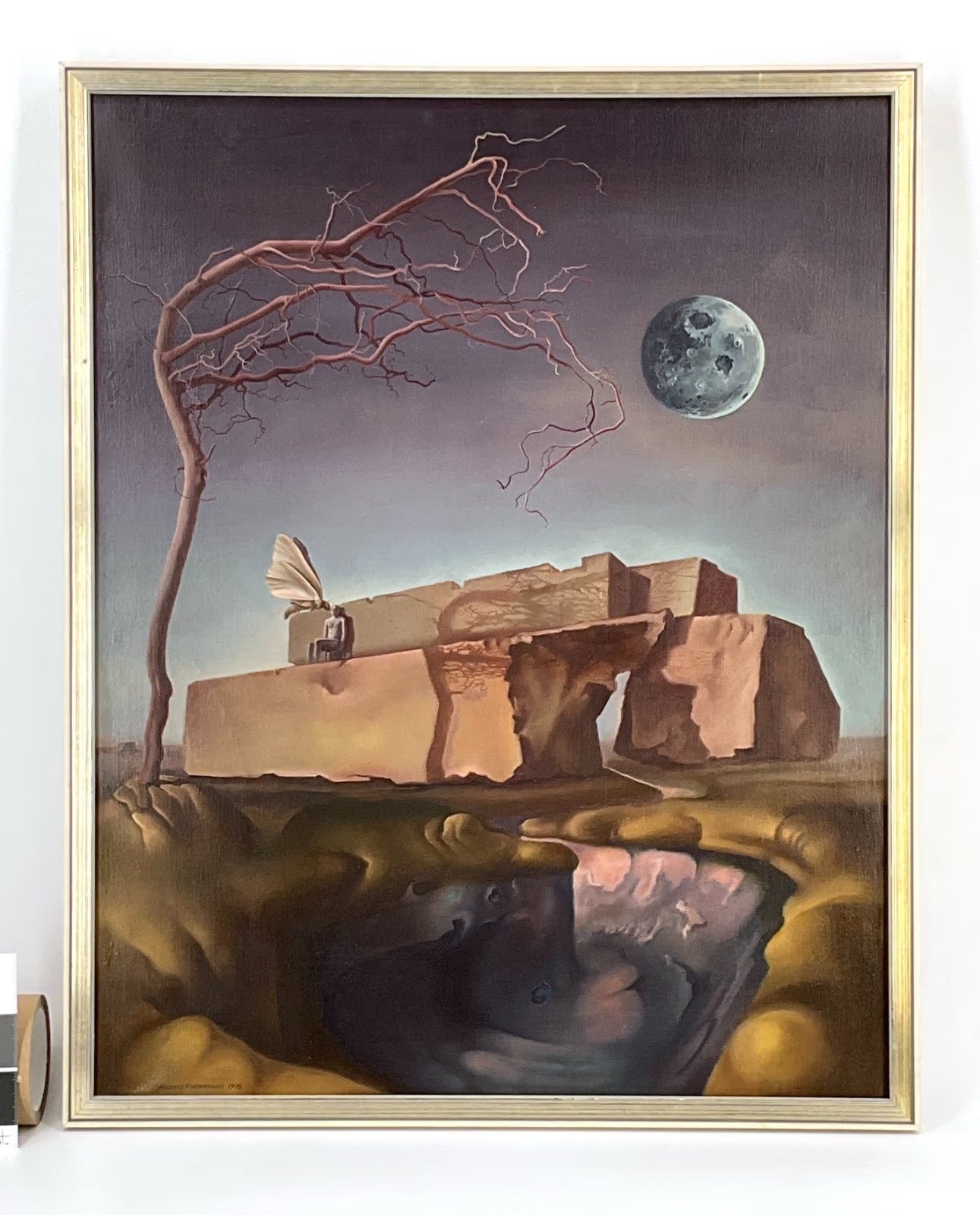 Gemälde "Die vergessene Schrift der Nacht" von Andrzej Kolpanowicz, 1975 Polen