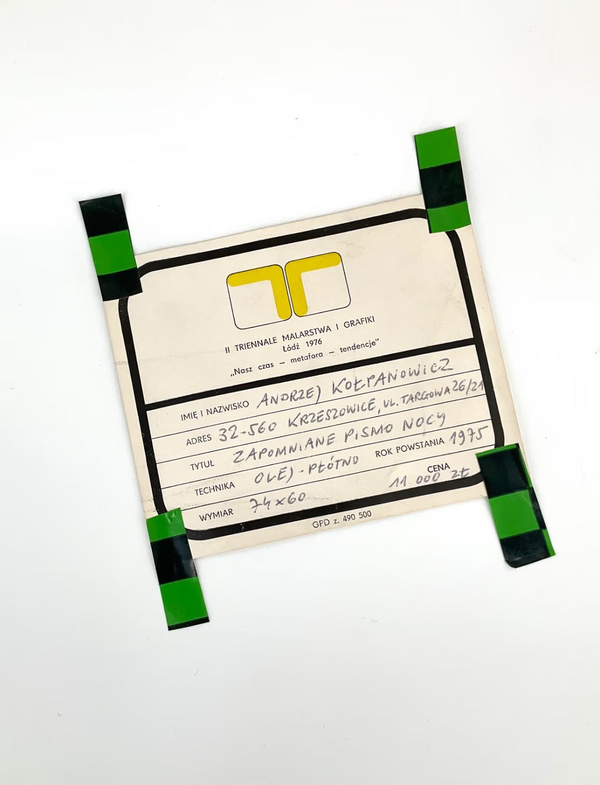 Gemälde "Die vergessene Schrift der Nacht" von Andrzej Kolpanowicz, 1975 Polen