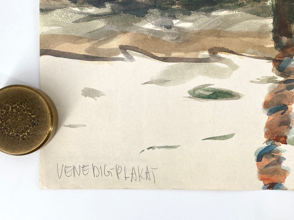 "Venedig Plakat" nach einem Aquarellgemälde der Wiener Künstlerin Lisl Spurny, gestempelt, Österreich 1980er