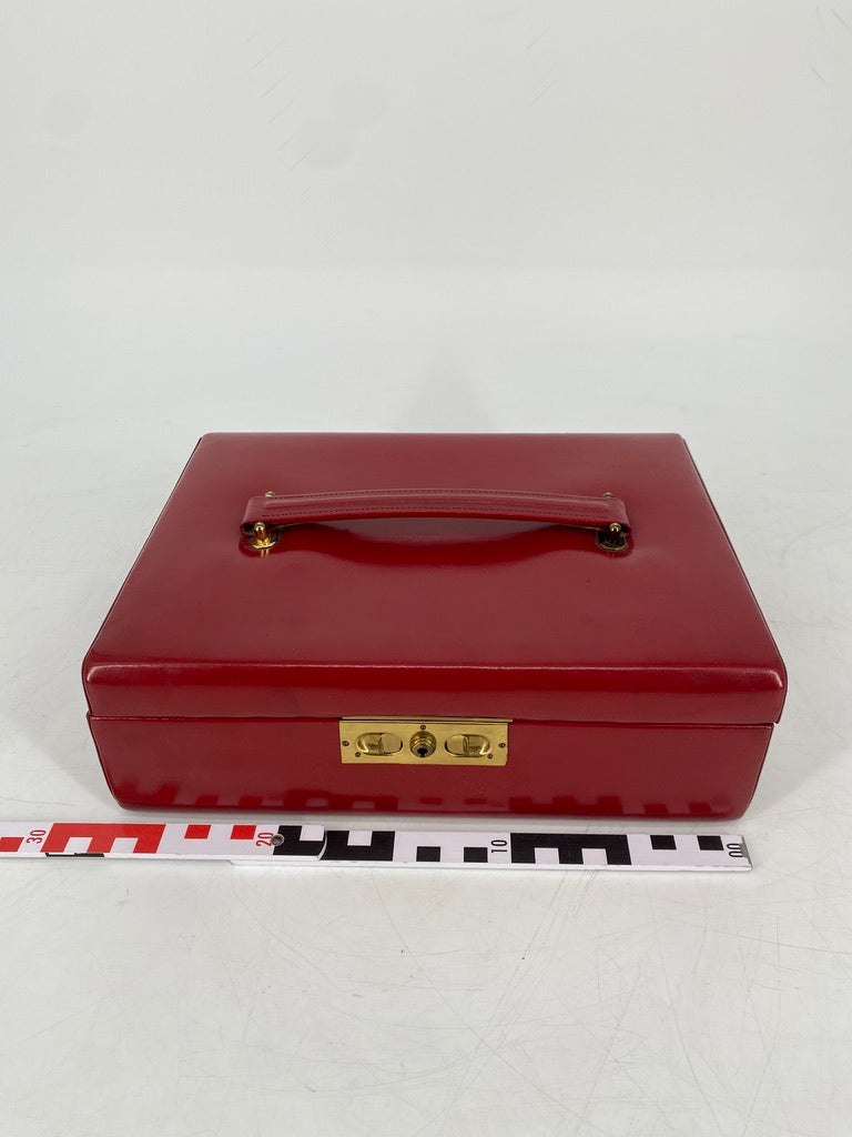 Bordeaux Kosmetikkoffer mit Futter aus schwarzem Filz