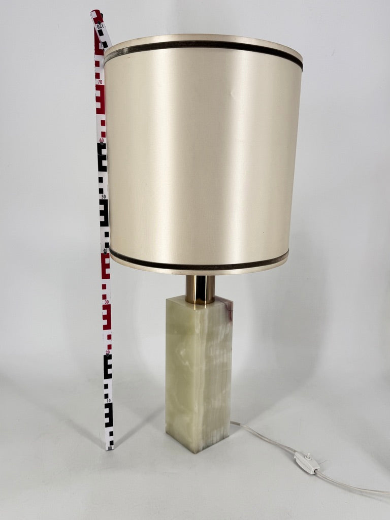 Tischlampe mit Stoffschirm und Sockel aus Onyx, um 1960/1970